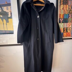 Alpaca Black Coat with Plaid Lining.